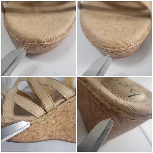BOC Born Nilsa Wedge Sandals Size 9 Gold High Platform Strappy Padded Comfort - Picture 3 of 15